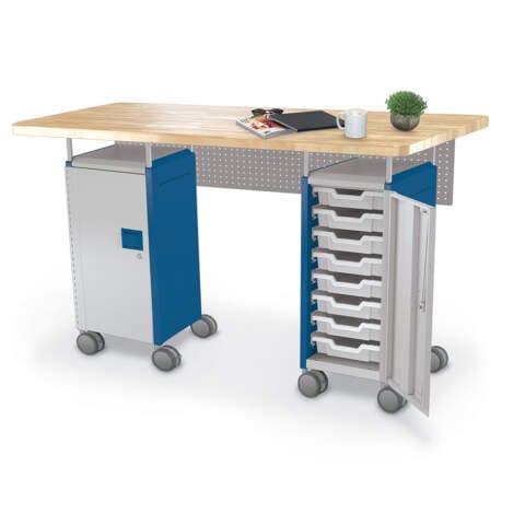 Compass Double Cabinet Teacher Desk – Butcher Block Top