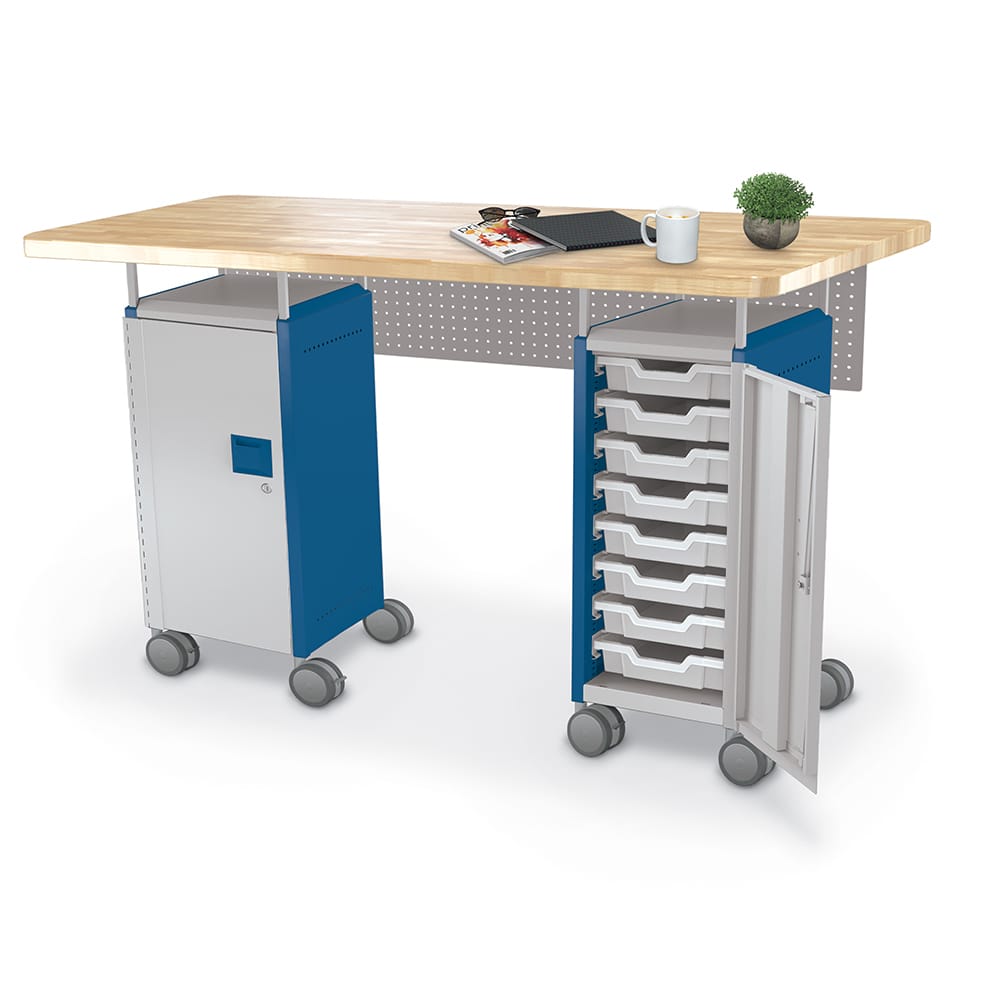 Compass Double Cabinet Teacher Desk – Butcher Block Top
