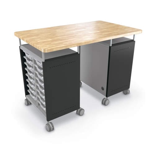 Compass Double Cabinet Teacher Workstation – Butcher Block Top