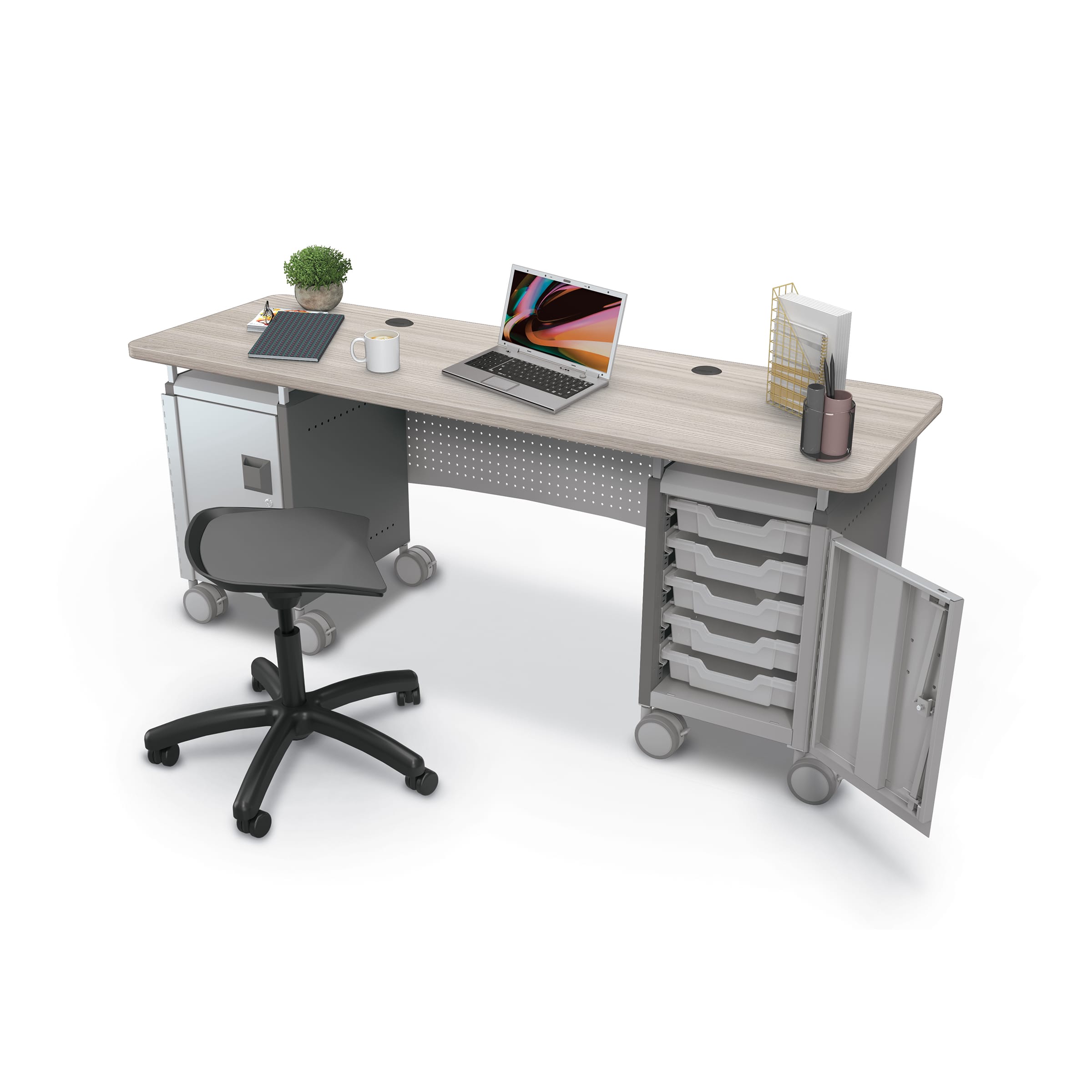 Compass Dual Cabinet Teacher Desk | MooreCo