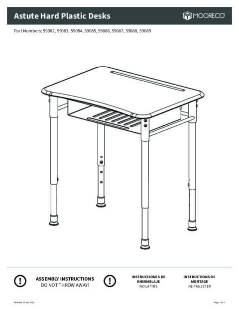 Astute Hard Plastic Desk Assembly Instructions