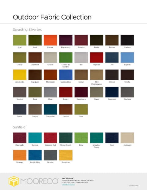 Outdoor Fabric Swatch Card