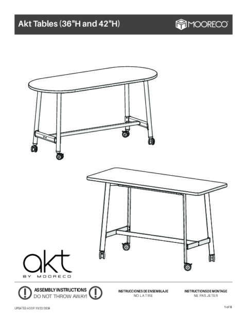 Akt Table (36″H and 42″H) Assembly Instructions