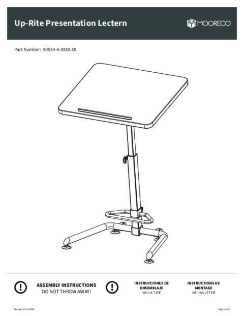 Up-Rite Presentation Lectern Assembly Instruction